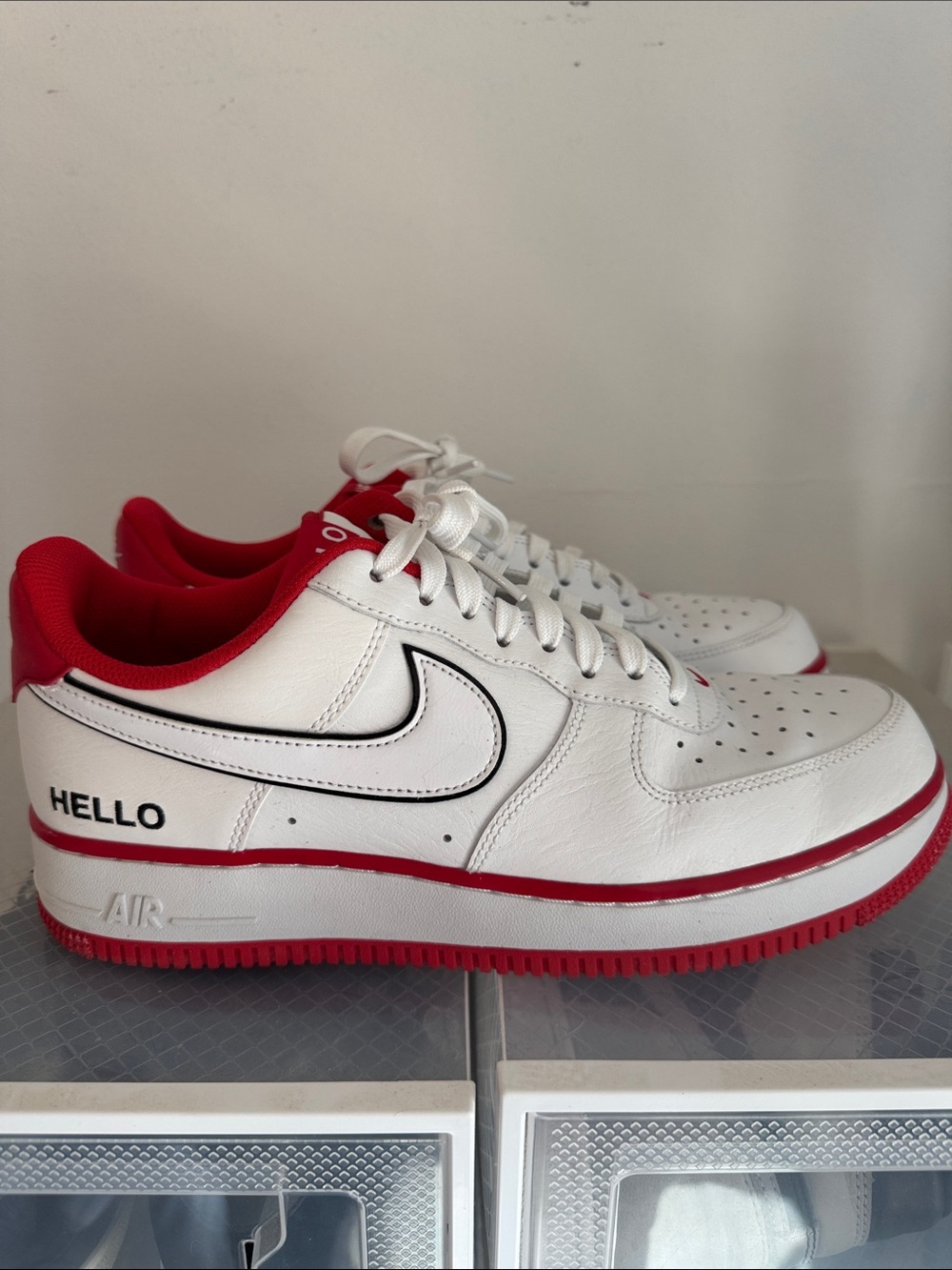 Nike White Sneakers with Red Accents - HELLO Detail